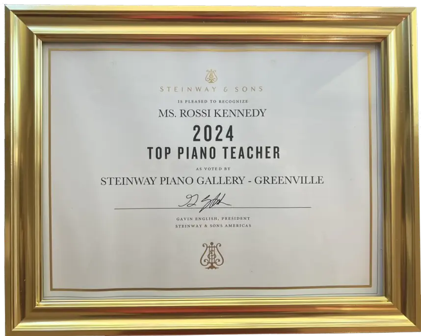 Steinway & Sons 2024 Top Piano Teacher award for Ms. Rossi Kennedy